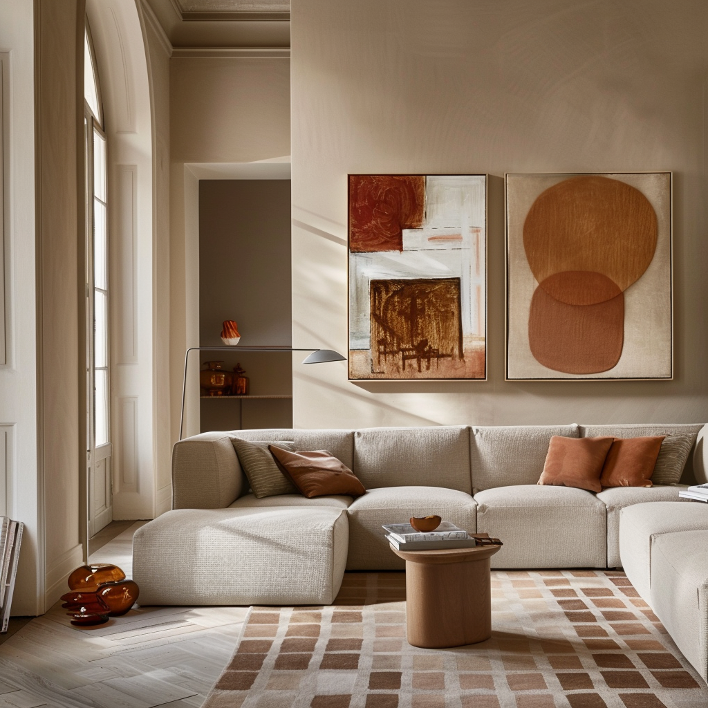 Interieur jaren 30 woning - warme woonkamer